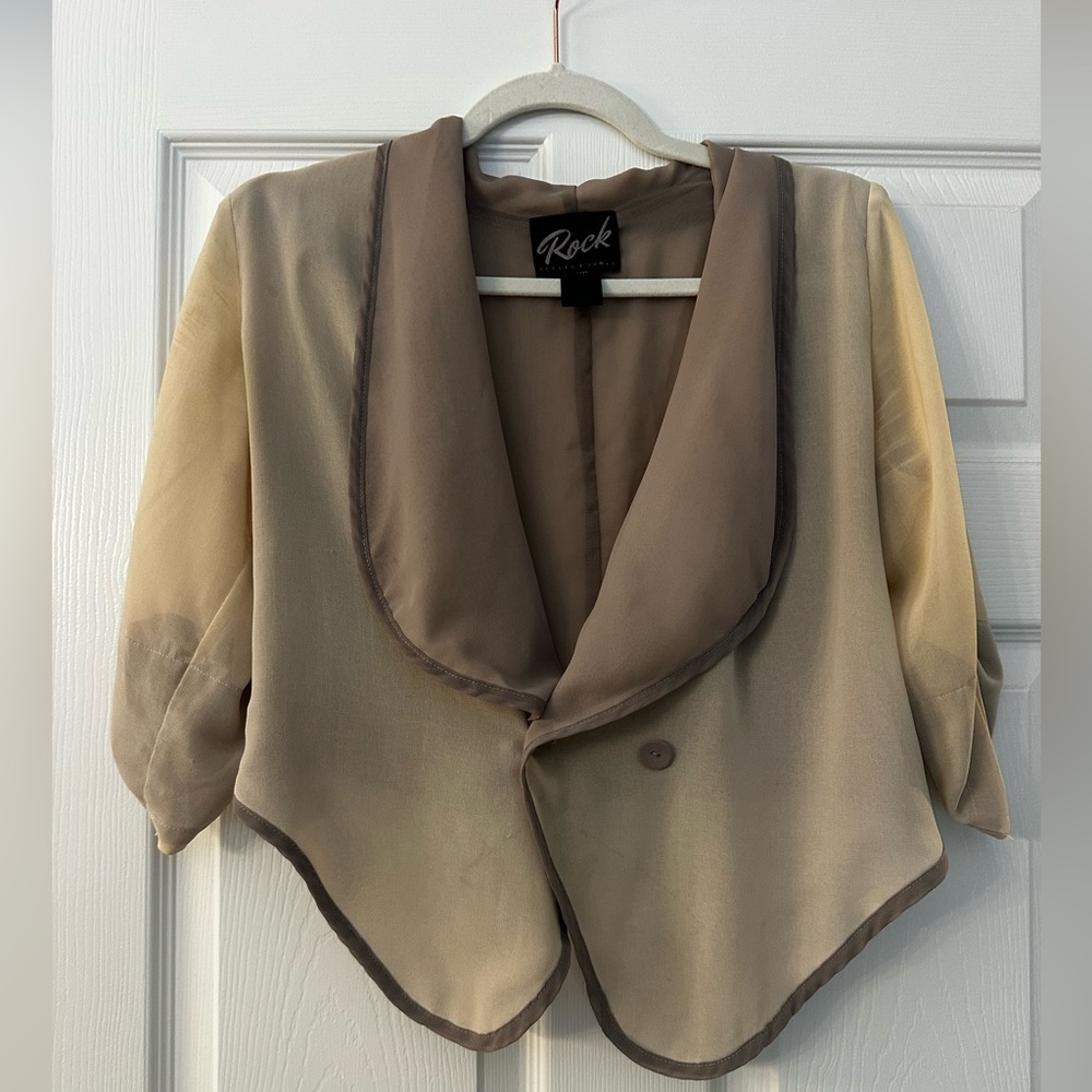 Sheer Beige and Brown Blazer - cropped and casual